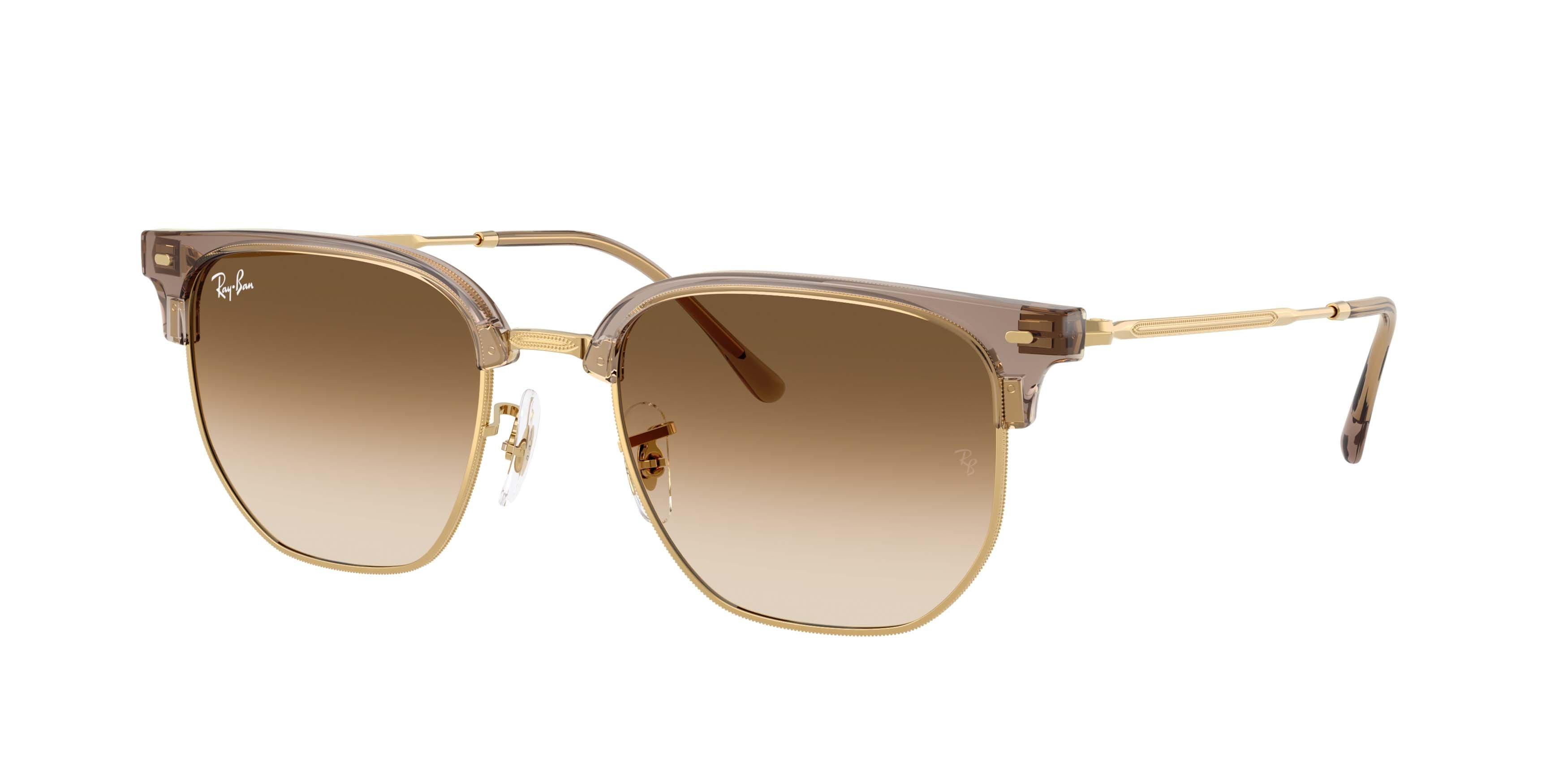 Ray-Ban New Clubmaster Clear Gradient Brown Sunglasses - Transparent Brown on Arista - BROWN